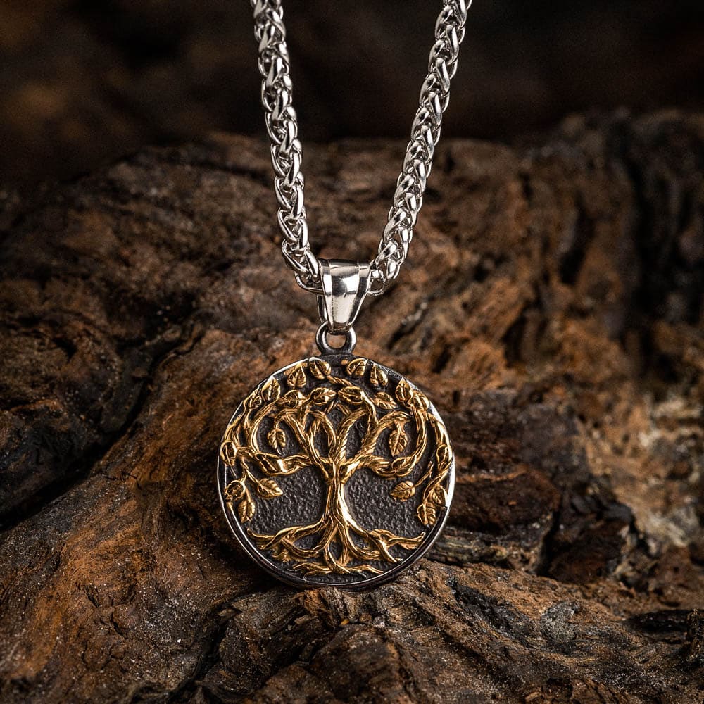 Diamond and Emerald Tree Of Life Pendant in 14k Gold